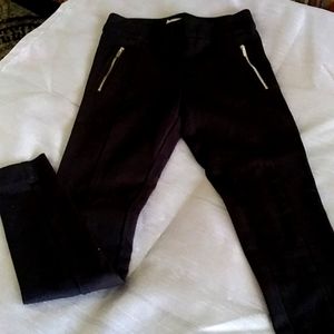 H&M black dressy leggings size 2 with zipper detail with faux pockets